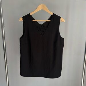 Talbots Black V-Neck Lace-Inset Sleeveless Top